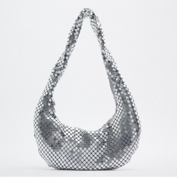 Zara Silver Metallic Mesh Shoulder Bag. NWT. - Picture 11 of 16